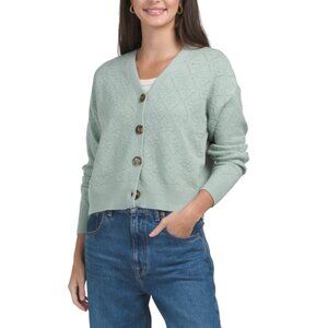 CYRUS Green V-neck Yummy Novelty Cable Cardigan